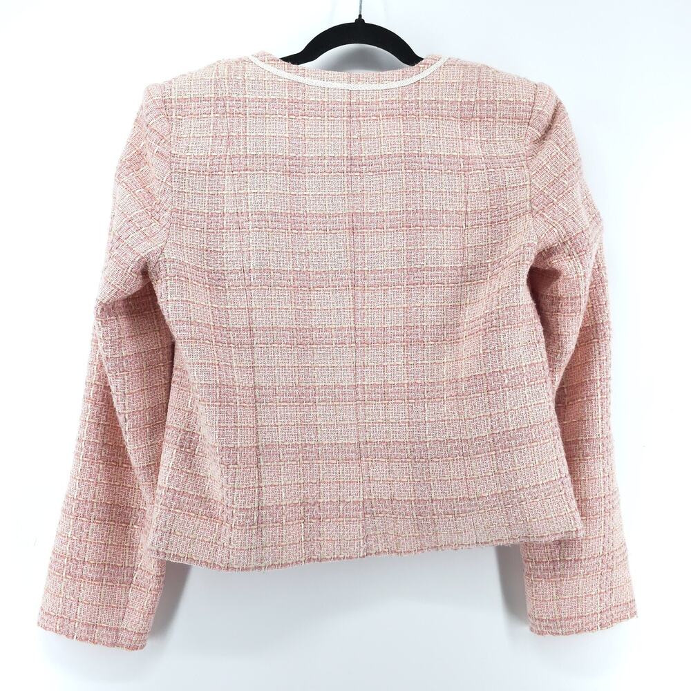 Jaclyn Smith 6 Vintage 90s Twee Quiet Luxury Coquette Tweed Fringe Short Blazer - Picture 8 of 16